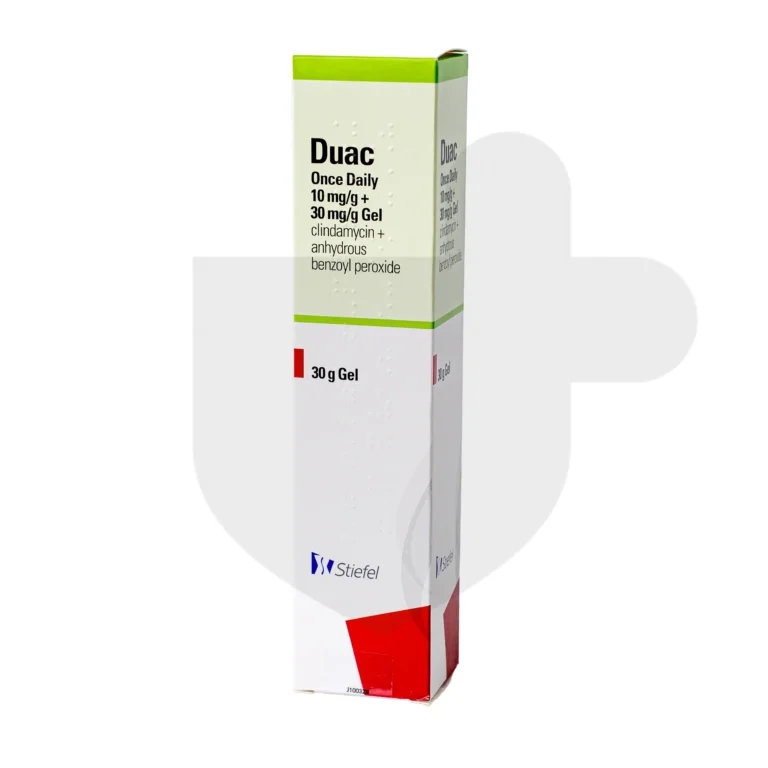 A box of Duac on a white background.