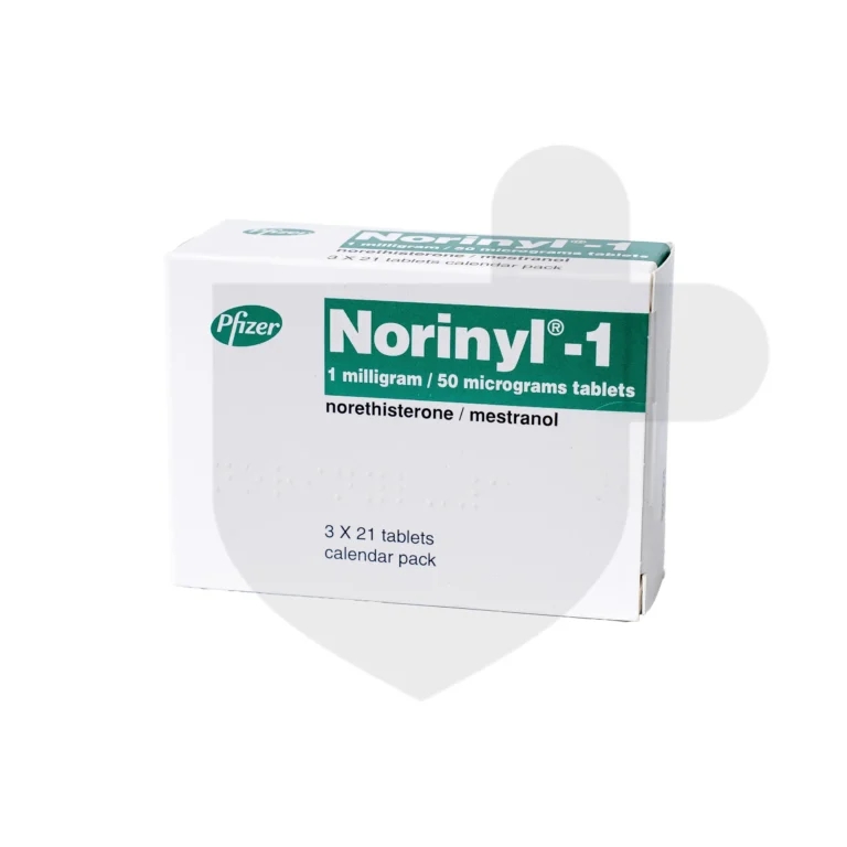 A box of Norinyl-1 tablets on a white background.