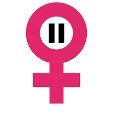 A pink female symbol on a white background, representing the early stages of menopause.