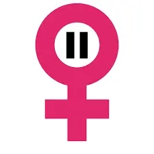 A pink female symbol on a white background, representing the early stages of menopause.