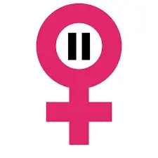 A pink female symbol on a white background, representing the early stages of menopause.