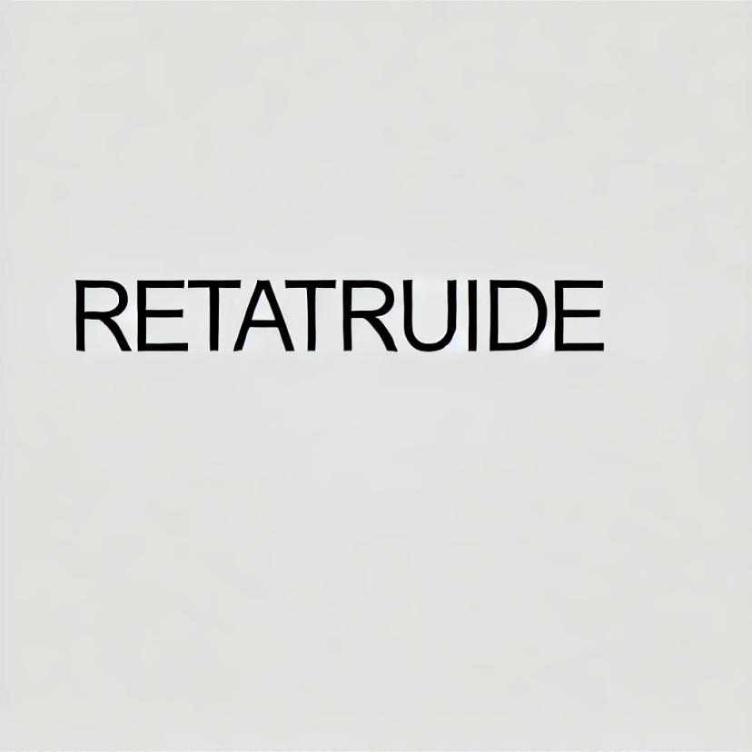 Retatrutide writing on a plain background which has the drug name