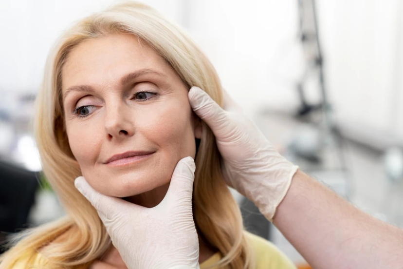 Doctor examining a patient who has bells palsy symptoms