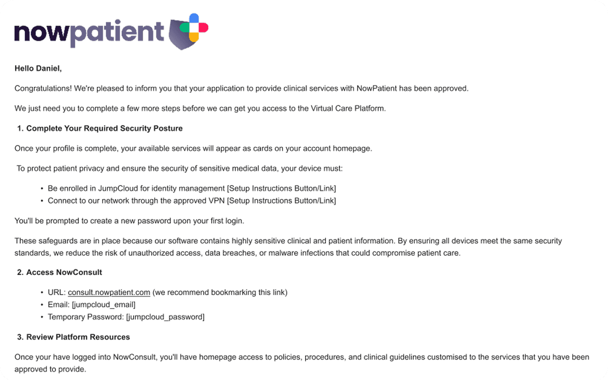Complete all sections in your account and follow the instructions in your email
