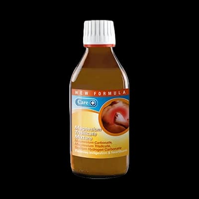 Care Magnesium Trisilicate Mixture packaging which is available to order online from NowPatient with next day delivery