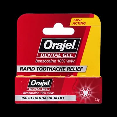 Orajel Dental Gel packaging which is available to order online from NowPatient with next day delivery