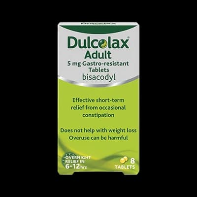 Dulcolax Adult 5mg Gastro-resistant Tablets packaging which is available to order online from NowPatient with next day delivery