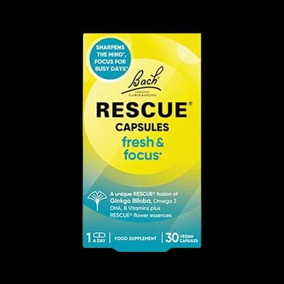 Rescue Fresh and Focus Capsules packaging which is available to order online from NowPatient with next day delivery