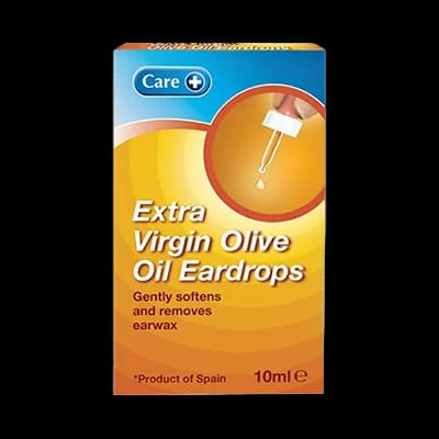 Care Extra Virgin Olive Oil Eardrops packaging which is available to order online from NowPatient with next day delivery