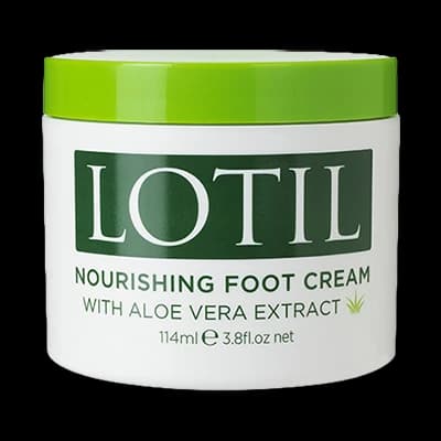 Lotil Nourishing Foot Cream packaging which is available to order online from NowPatient with next day delivery