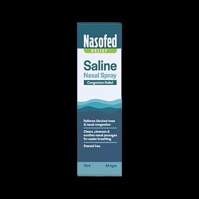 Nasofed Relief Saline Nasal Spray packaging which is available to order online from NowPatient with next day delivery