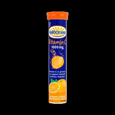 Haliborange Vitamin C 1000mg Effervescent Tablets Orange packaging which is available to order online from NowPatient with next day delivery