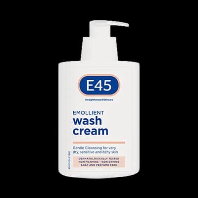E45 Emollient Wash Cream packaging which is available to order online from NowPatient with next day delivery