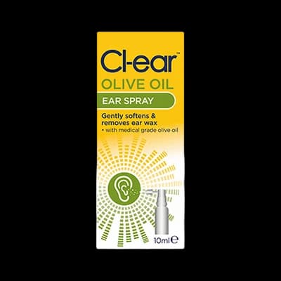 Cl-ear Olive Oil Ear Spray packaging which is available to order online from NowPatient with next day delivery