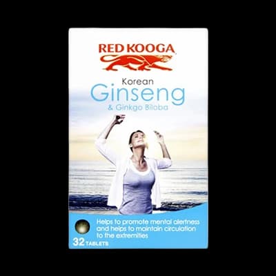 Red Kooga Korean Ginseng & Ginkgo Biloba packaging which is available to order online from NowPatient with next day delivery