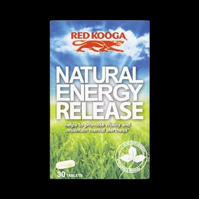 Red Kooga Natural Energy Release Tablets packaging which is available to order online from NowPatient with next day delivery