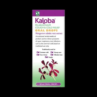 Kaloba Pelargonium Cough & Cold Relief Oral Drops packaging which is available to order online from NowPatient with next day delivery