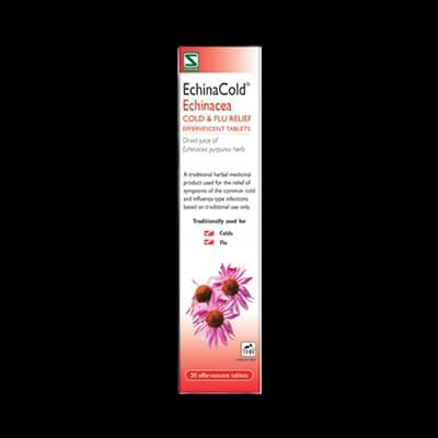 EchinaCold Echinacea Cold & Flu Relief Effervescent Tablets packaging which is available to order online from NowPatient with next day delivery