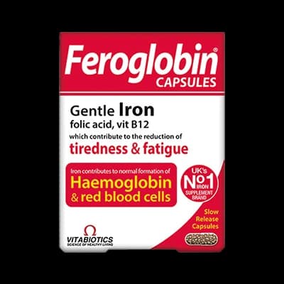 Feroglobin Capsules packaging which is available to order online from NowPatient with next day delivery