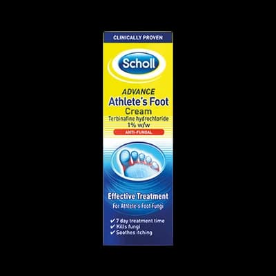 Scholl Advance Athlete’s Foot Cream packaging which is available to order online from NowPatient with next day delivery