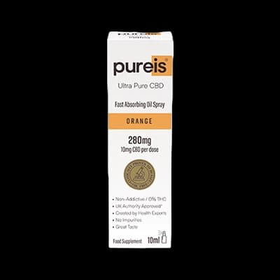 Pureis Ultra Pure CBD Fast Absorbing Oil Spray packaging which is available to order online from NowPatient with next day delivery