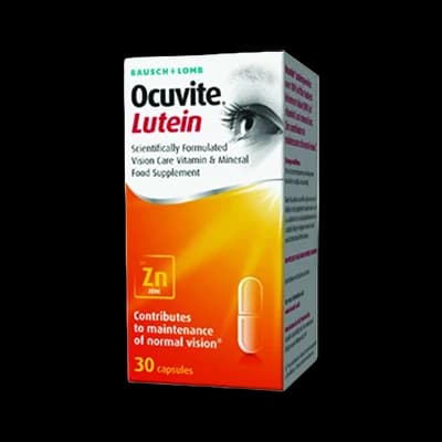 Ocuvite Lutein Capsules packaging which is available to order online from NowPatient with next day delivery