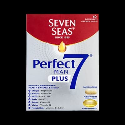 Seven Seas Perfect7 Man Plus packaging which is available to order online from NowPatient with next day delivery