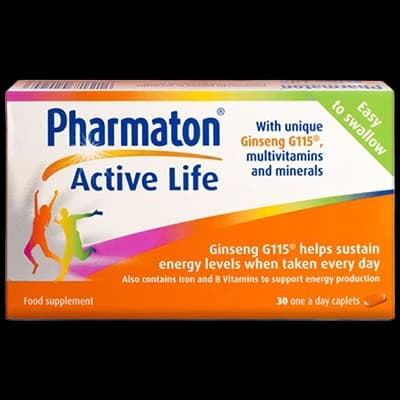Pharmaton Active Life Caplets packaging which is available to order online from NowPatient with next day delivery