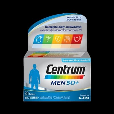 Centrum Men 50+ packaging which is available to order online from NowPatient with next day delivery