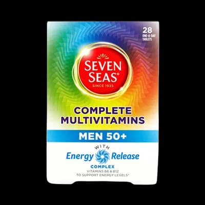 Seven Seas Complete Multivitamins Men 50+ packaging which is available to order online from NowPatient with next day delivery