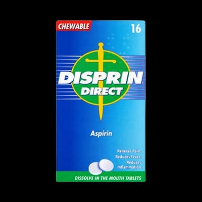 Disprin Direct Chewables packaging which is available to order online from NowPatient with next day delivery
