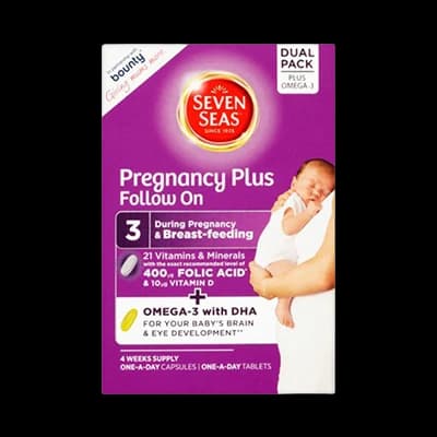 Seven Seas Pregnancy Plus Follow On packaging which is available to order online from NowPatient with next day delivery