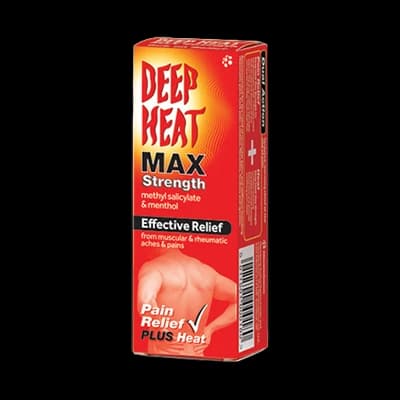 Deep Heat Max Strength packaging which is available to order online from NowPatient with next day delivery