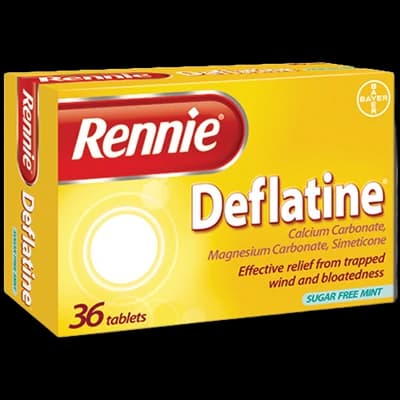 Rennie Deflatine packaging which is available to order online from NowPatient with next day delivery