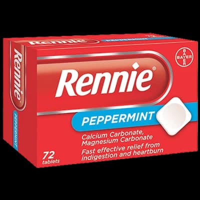 Rennie Peppermint packaging which is available to order online from NowPatient with next day delivery
