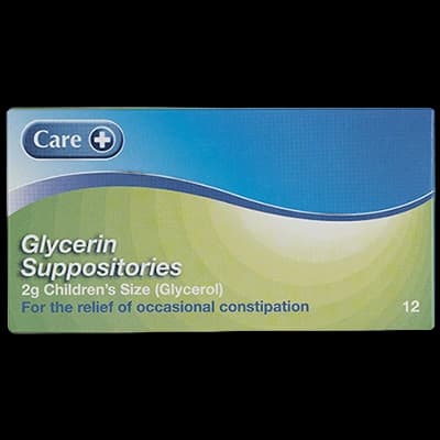 Care Glycerin Suppositories for Children packaging which is available to order online from NowPatient with next day delivery