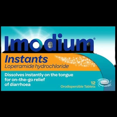 Imodium Instants packaging which is available to order online from NowPatient with next day delivery