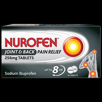 Nurofen Joint & Back Pain Relief 256mg Tablets packaging which is available to order online from NowPatient with next day delivery