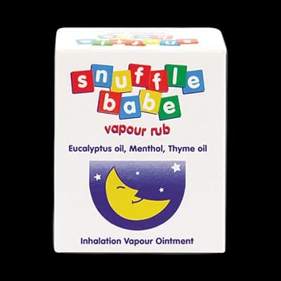 Snufflebabe Vapour Rub packaging which is available to order online from NowPatient with next day delivery