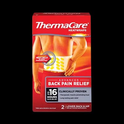 ThermaCare Lower Back & Hip Heatwraps packaging which is available to order online from NowPatient with next day delivery