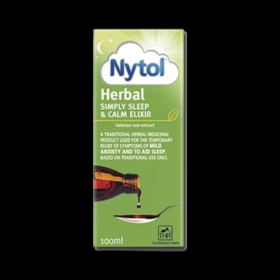 Nytol Herbal Simply Sleep & Calm Elixir packaging which is available to order online from NowPatient with next day delivery
