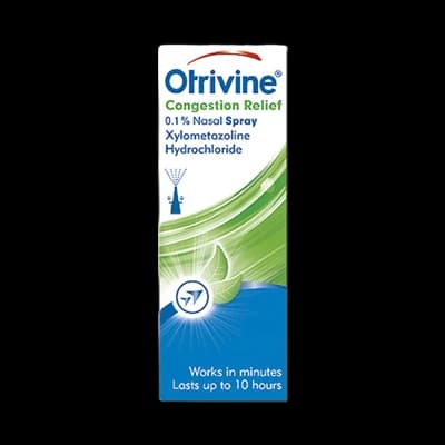 Otrivine Congestion Relief 0.1% Nasal Spray packaging which is available to order online from NowPatient with next day delivery