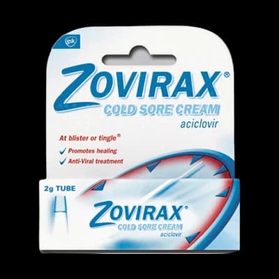 Zovirax Cold Sore Cream packaging which is available to order online from NowPatient with next day delivery