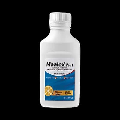 Maalox Plus Suspension packaging which is available to order online from NowPatient with next day delivery