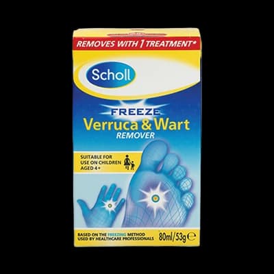 Scholl Freeze Verruca & Wart Remover packaging which is available to order online from NowPatient with next day delivery
