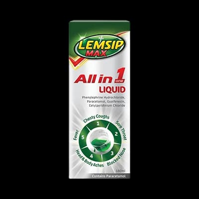Lemsip Max All in One Liquid packaging which is available to order online from NowPatient with next day delivery