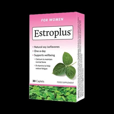 Estroplus packaging which is available to order online from NowPatient with next day delivery