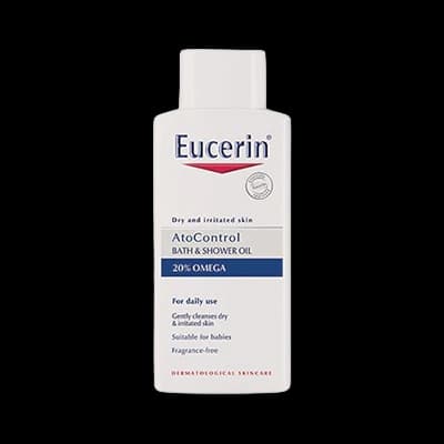Eucerin AtoControl Bath & Shower Oil packaging which is available to order online from NowPatient with next day delivery