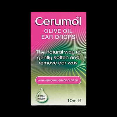 Cerumol Extra Virgin Olive Oil Ear Drops packaging which is available to order online from NowPatient with next day delivery