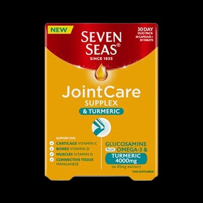 Seven Seas Jointcare Supplex & Turmeric packaging which is available to order online from NowPatient with next day delivery